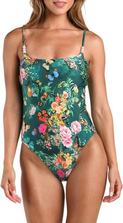 L'agence Remi Print One-Piece Swimsuit in Green Multi at Nordstrom, Size X-Small