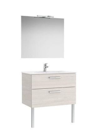 Roca Conjunto Victoria Base+lavabo 800 Fresno N&oacute;rdico 2 Cajones Espejo Aplique Led