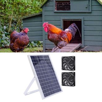 Infinite Kit De Ventilaci&oacute;n Solar - Kit De Doble Ventilador De 15 W Ip65 - Ventilador De Extracci&oacute;n Y Refrigeraci&oacute;n Para Gallinero, Invernadero, Refugio, Casa 
