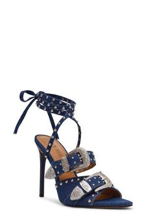 Steve Madden Saddle Embellished Ankle Strap Sandal in Denim Mult at Nordstrom Rack, Size 6.5