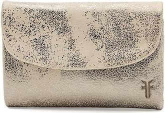 Frye Nora Knotted Small Wallet Wallet Womens Handbags Cream Metallic, Canvas/Cotton/Leather