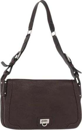 Ferragamo Pre-owned Shoulder Bags, female, Brown, Size: ONE SIZE Pre-owned Leather Shoulder Bag
