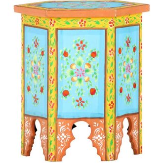 vidaXL Mesa Auxiliar De Mango Pintado A Mano Multicolor 70x35x60 Cm Vidaxl