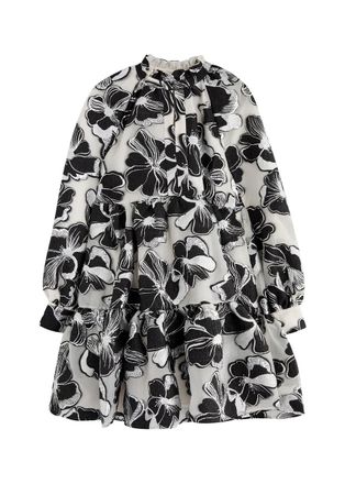Stine Goya Floral-jacquard Organza Mini Dress - Black And White - S (UK8-10 / S)