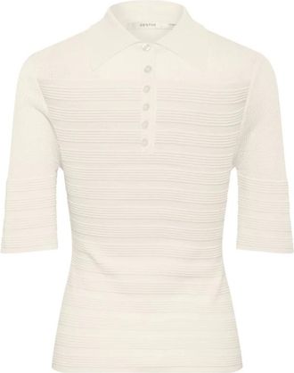 Gestuz Gebreide Polo Top - Dames - Polos - Wit - L - Tops