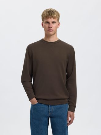 Selected Sweatshirt SELECTED SLHEMANUEL SOFT CREW NECK SWEAT NOOS, Herren, Gr. XXL, braun (demitasse), angeraute Sweatware, Obermaterial: 77% Viskose, 18% Poly