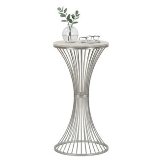 Dmora Dmora - Mesa De Caf&eacute; Sitnica, Mesa De Centro Baja, Revistero Para Sof&aacute;, Estante De La Sala De Estar, Plata, 40x40 H79 Cm
