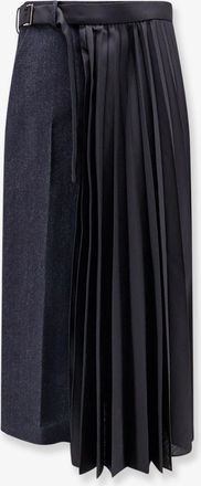 sacai Gonna in lana con inserto plissettato - SACAI - gender_Woman