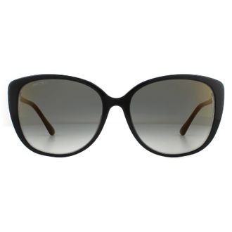 Jimmy Choo London Zonnebril Aly/F/S AE2 FQ Zwart Goud Glitter Grijs Verloop Mirror