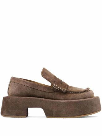 J.W.Anderson 50mm leather platform loafers - women - Leather/Suede/Rubber - 38 - Brown