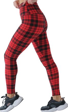 Generic High Waist Womens Leggings - 4 Way Stretch Yoga Pants Workout Leggings - Ankle Length Jeggings for Women(L-XL, Red Plaid)