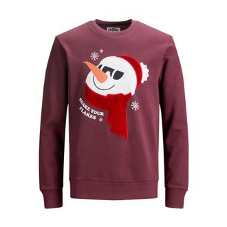 Jack & Jones Print Sweatshirt Bordeaux Herfst/Winter - Heren - Sweatshirts - Rood - XL - Katoen - Hoodies & sweatvesten
