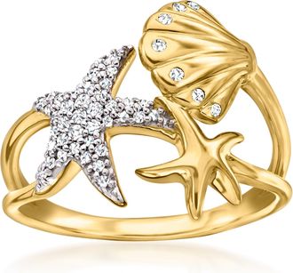 Ross-Simons Diamond Sea Life Ring in 18kt Gold Over Sterling