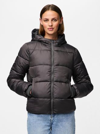 Pieces Steppjacke PIECES PCBEE NEW SHORT PUFFER JACKET NOOS BC, Damen, Gr. XS, grau (magnet), Steppware, Obermaterial: 100% Polyester, unifarben, regular fit