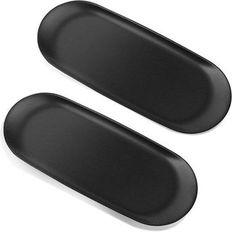 OEM Vassoio Da Portata Ovale Decorativo, 2 Pezzi, Acciaio Inox Nero, 23 X 9,5 Cm