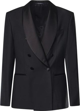 Dolce & Gabbana Blazer de Lana y Seda Cruzado - Suits - Hombre - Negro - 2XL