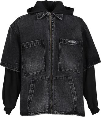We11done Giacca denim a doppio strato - Nero