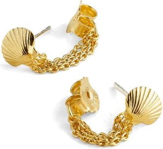 Madewell Demi-Fine Shell Chain Stud Front/Back Earrings in 14K Gold at Nordstrom