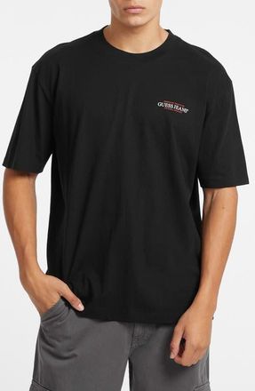 Guess American Trad Logo Cotton Graphic T-Shirt in Jblack-Black at Nordstrom, Size Medium