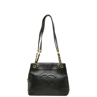 Chanel Black Grained Calfskin Shoulder Bag Tote Bag (Pre-Owned)