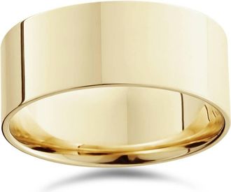 Pompeii3 9mm Flat High Polished Wedding Band 14K Yellow Gold Size Selectable