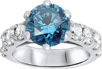 Pompeii3 3 1/2ct Blue Lab Grown Diamond Engagement Ring 14K White Gold Round Cut Size Selectable