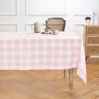 Solino Home Linen Tablecloth for Dining Table, Holiday and Everyday Table Decor - Buffalo Check in Marshmellow Pink at Nordstrom, Size Xx-Large
