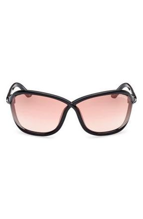 Tom Ford 68mm Gradient Square Sunglasses in Shiny Black /Mirror Violet at Nordstrom Rack