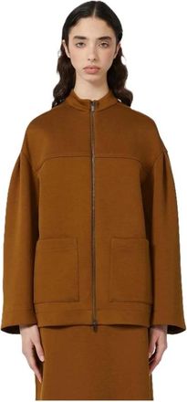 Max Mara Cadiz Sweatshirt - Dames - Vesten met rits - Bruin - S - Katoen - Hoodies & sweatvesten