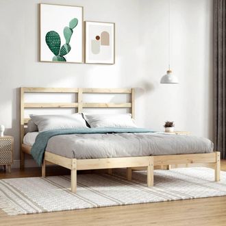 vidaXL Estructura De Cama De Matrimonio Madera Maciza 135x190 Cm Vidaxl