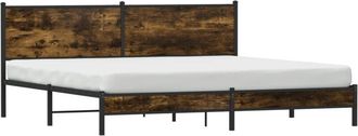 vidaXL Metal Bed Frame without Mattress Smoked Oak 193x203 cm Vidaxl