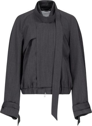 Victoria Beckham Jassen, Dames, Grijs, M, Wol, Scarf Bomberjack