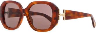 Chlo&eacute; Light Brown Caramel Geometric Sunglasses