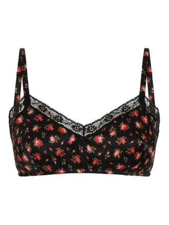 Dolce & Gabbana Kanten bh met bloemenprint - Zwart