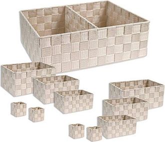 Trade Shop Trade Shop - 11 Cajas De Tela Modulares Armario Organizador De Ba&ntilde;o Estantes 79081 Beige Claro