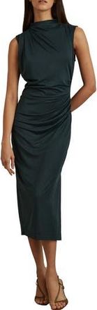 Reiss Beau Ruched Sheath Midi Dress in Dark Green at Nordstrom Rack, Size X-Large