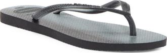 Havaianas Ombré Slim Gloss Flip Flop in Black/Black at Nordstrom, Size 11