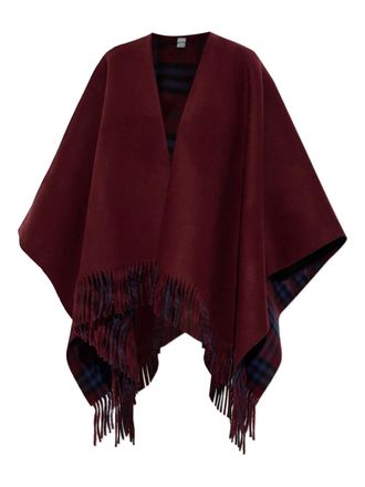 Burberry reversible fringed cape - women - Wool - OS - Red