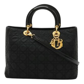 Dior Pre-owned Lady Dior Cannage Nylon Handtas Tote - Dames - Vintage Handtas - Zwart - ONE Size - Nylon - Vintage