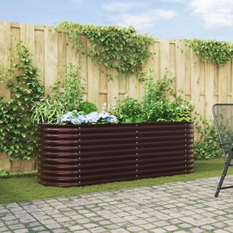 Berkfield Home Garden Raised Bed Brown 240x80x81 cm Galvanized Steel | Size: 240 x 80 x 81 cm