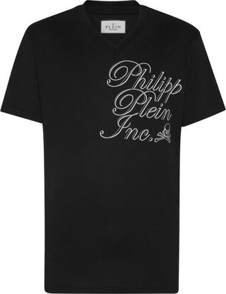 Philipp Plein T-shirt V Neck - Heren - T-shirts - Zwart - 3XL - Katoen - Tops