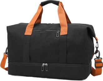 Generic Compatible For Casual outdoor travel handbag,womens fitness yoga bag,weekend overnight, large capacity dry and wet(Black)