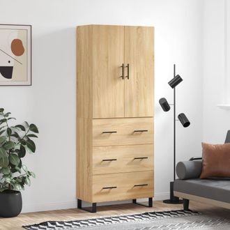 vidaXL Vidaxl - Aparador Alto Madera Contrachapada Color Roble 69,5x34x180 Cm