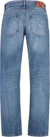 Valentino Garavani Mens 5-Pocket Straight-Leg Jeans Denim Cotton; Patch: Leather Regular &