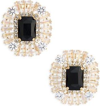 Tasha Crystal Halo Stud Earrings in Gold/jet at Nordstrom Rack