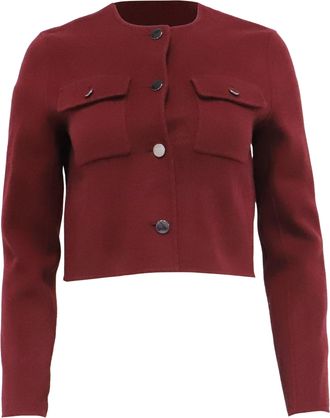 Theory Pocket Cropped Cardigan in Burgundy Wool