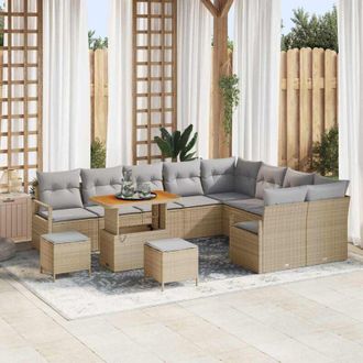 vidaXL Conjunto De Sof&aacute; De Jard&iacute;n Con Coj&iacute;n 12 Pcs Beige, Gris Claro Vidaxl