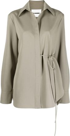 Jil Sander self-tie wool shirt - women - Wool - 34 - Green