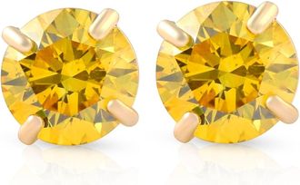 Pompeii3 1/2ct Fancy Yellow Diamond Studs 14K Yellow Gold Screw Back Lab Grown Earrings