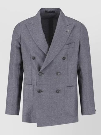 Tagliatore double breasted blazer notch lapel textured